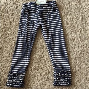 Persnickety Navy & White Stripes Ruffle Leggings